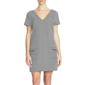 1.State Herringbone Print V-Neck Dress